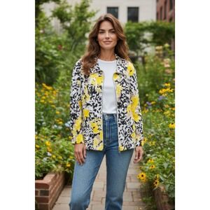 Erin London Women's 3/4 Sleeve Jacket Yellow & Black  Size‎ L